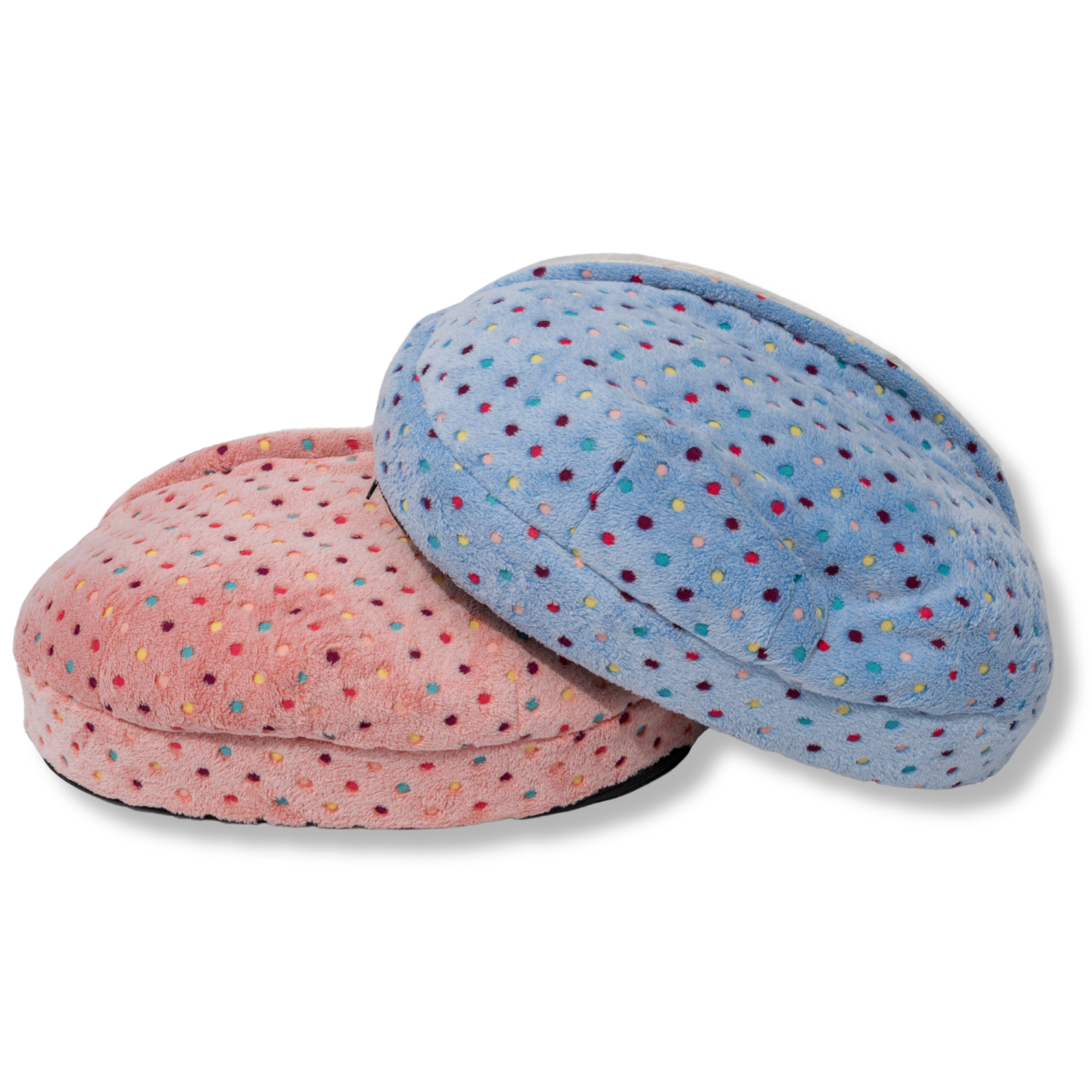 NapZZZ Cuddle Cave Dotz huisdierbed in roze en andere kleur, knusse pluche mand met overkapping en schuimrubberen bodem