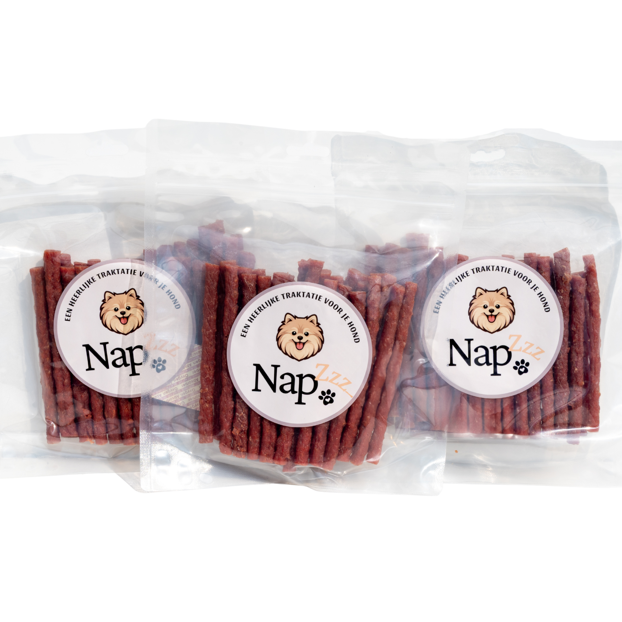 De Napzzz Eend Stick 3 x 300g in verpakking, dit is een hoogwaardige hondensnack, geschikt voor alle honden vanaf 4 maanden. Deze snack bevat 45% eend en is samengesteld met zorgvuldig geselecteerde ingrediënten die passen binnen een uitgebalanceerd dieet. 