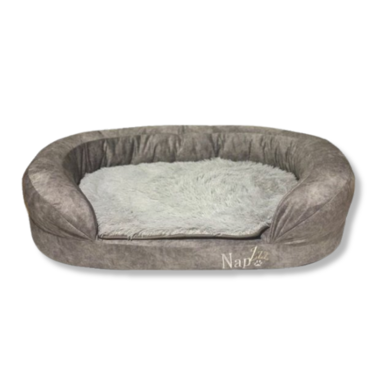 Vooraanzicht NapZZZ ovaal sofa grijs orthopedisch