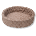 Napzzz bontmand met een kriskros patroon in de kleur bruin, vooraanzicht, voor katten en honden, dit is een grote mand, afneembare hoes