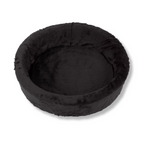 Napzzz ovale pluche bontmand in enkel en bovenzicht afbeelding in de kleur effen zwart. Mand is verkrijgbaar van 40 tot wel 120 cm. Geschikt van kitten tot zeer grote honden. Stevige schuimrubberen kern en zacht pluche hoes bekleding. Hoes is wasbaar op lage temperatuur.
