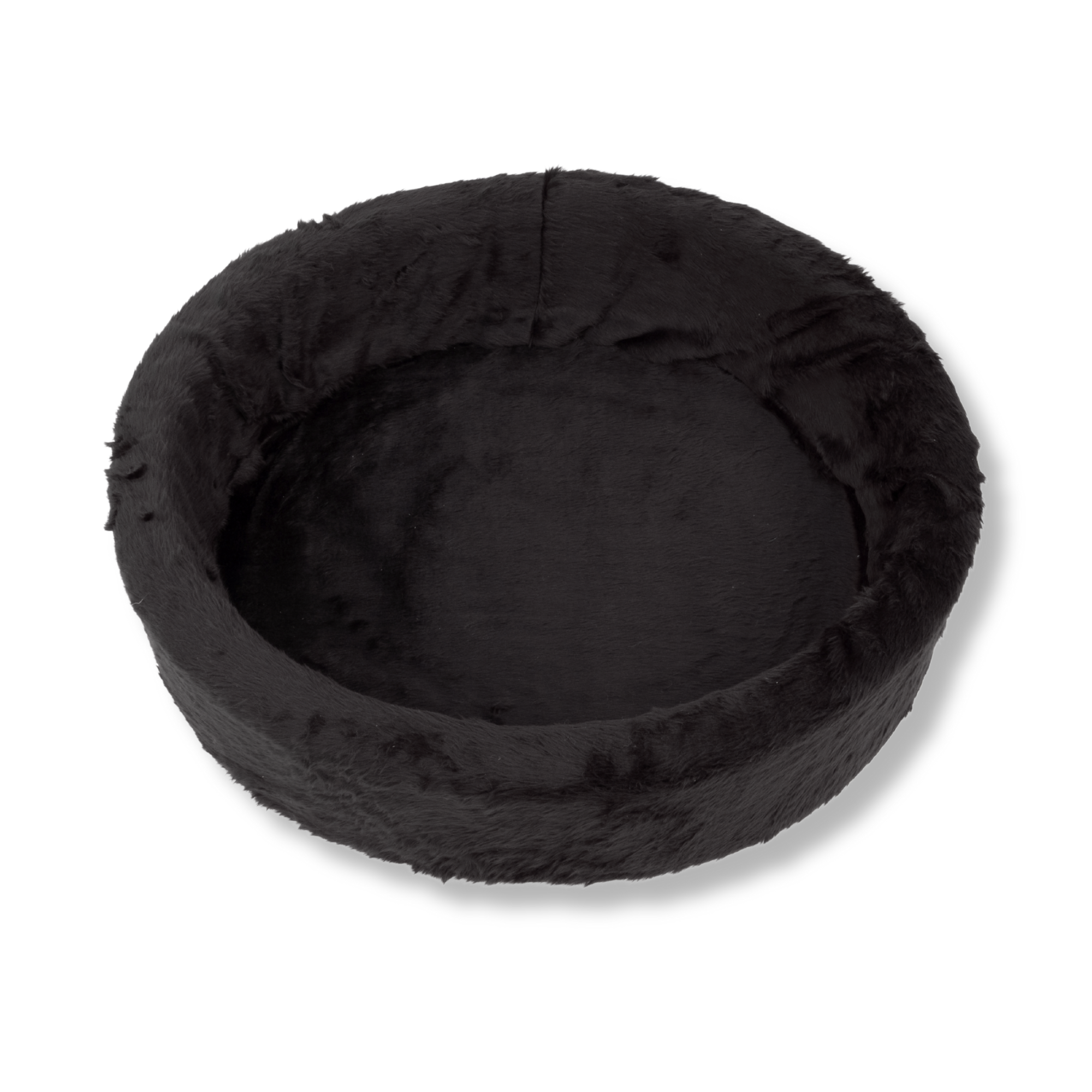 Napzzz ovale pluche bontmand in enkel en bovenzicht afbeelding in de kleur effen zwart. Mand is verkrijgbaar van 40 tot wel 120 cm. Geschikt van kitten tot zeer grote honden. Stevige schuimrubberen kern en zacht pluche hoes bekleding. Hoes is wasbaar op lage temperatuur.
