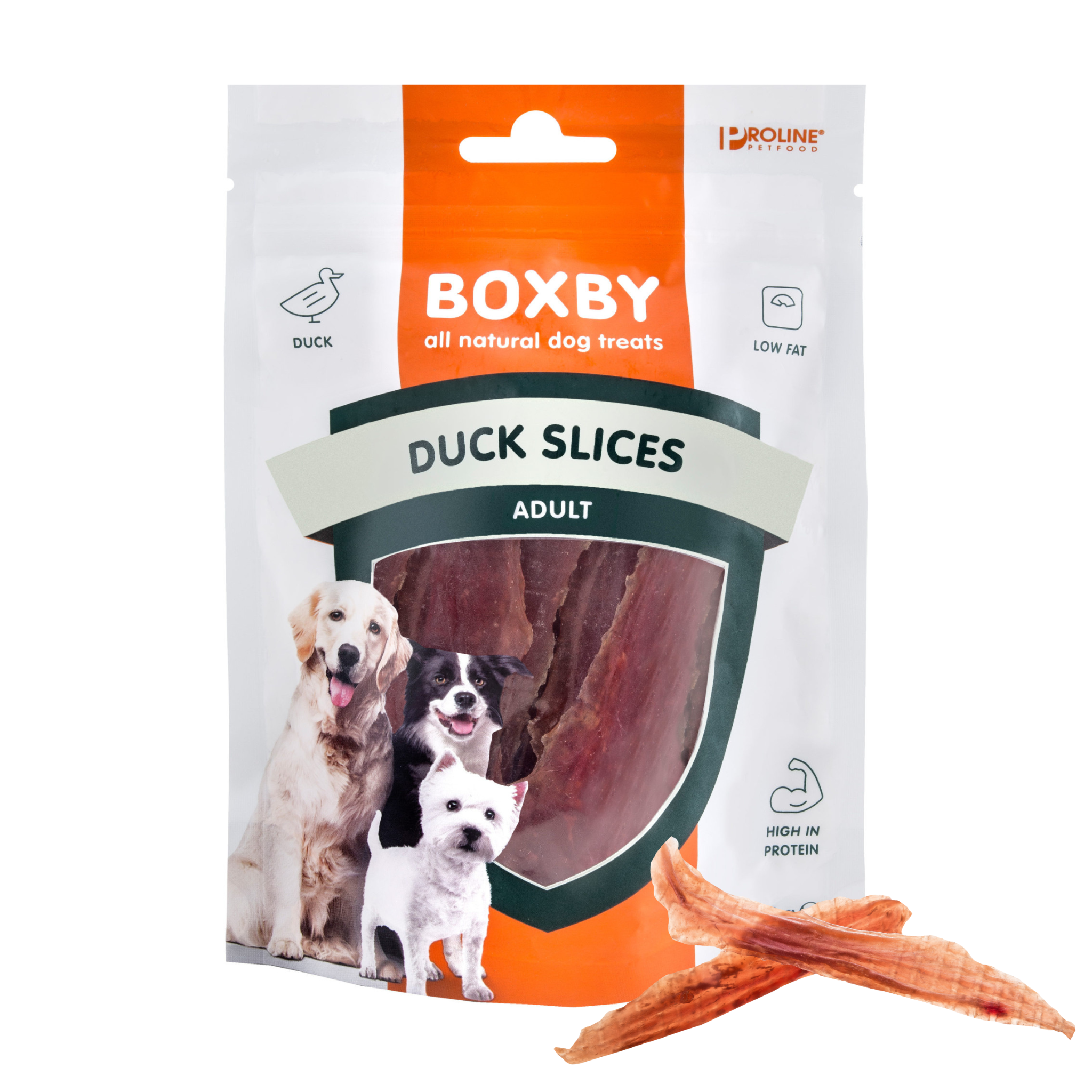 Boxby Slices hondensnack met gedroogde eend, natuurlijke beloning voor honden, gezonde traktatie