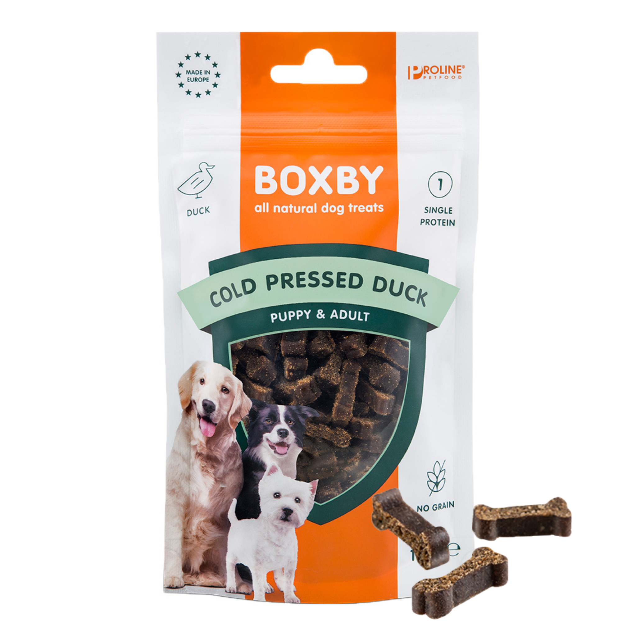 Boxby Cold Pressed graanvrije hondensnack eend met 70% vlees, zonder kunstmatige toevoegingen