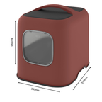 Zijkant van het Biala kattentoilet Iron Rood met magneetsluiting en moderne look