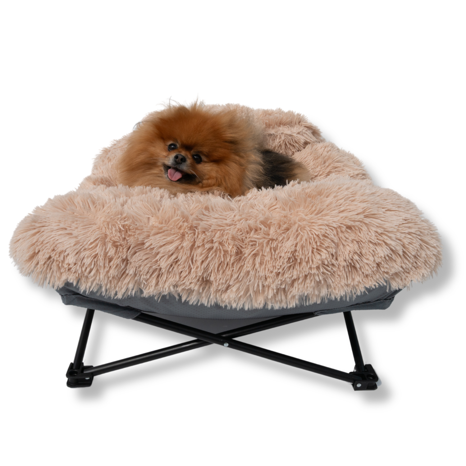 NapZZZ Fuzzle ligstoel beige – leuk en comfortabel pluche bedje voor honden en katten