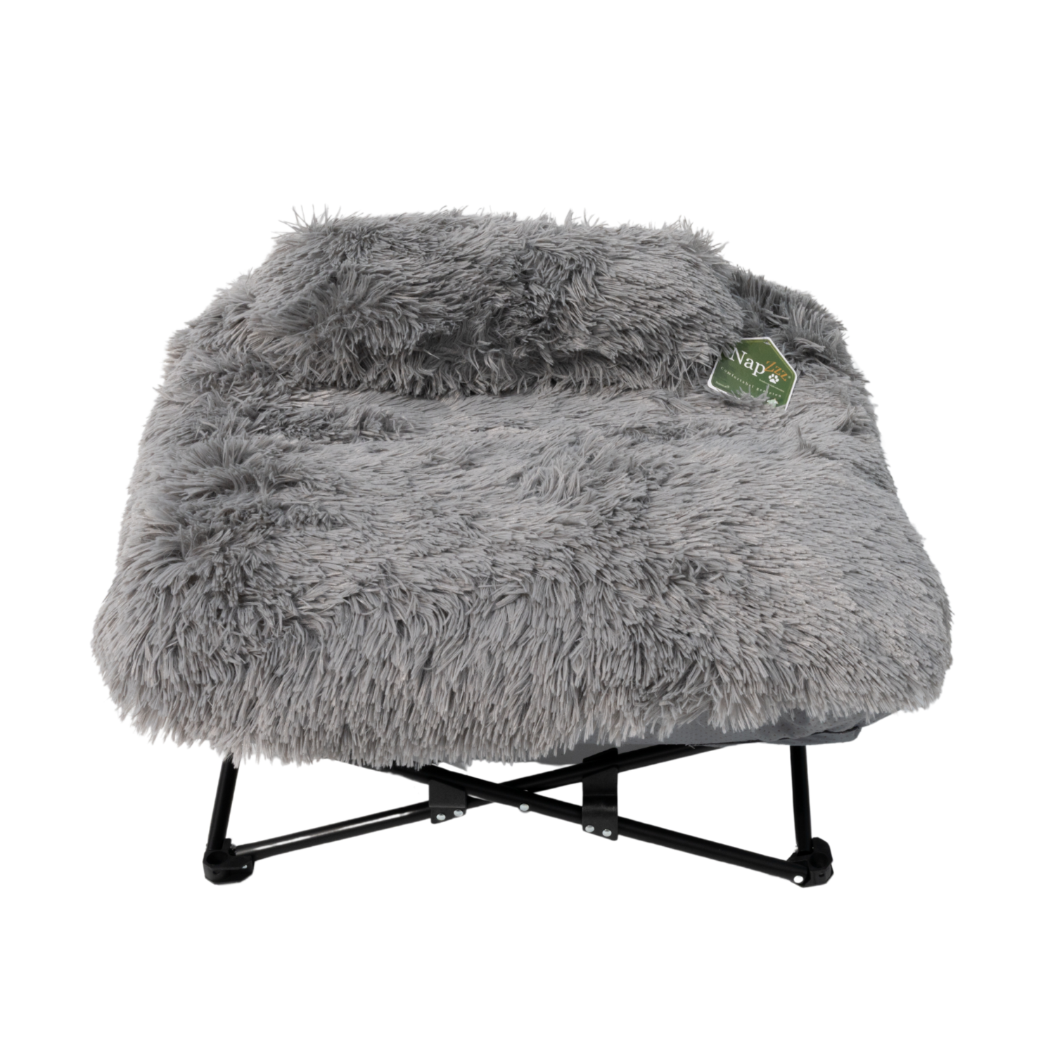 NapZZZ Fuzzle ligstoel grijs – pluche en comfortabel bedje voor kleine honden en katten, leuk en uitnodigend